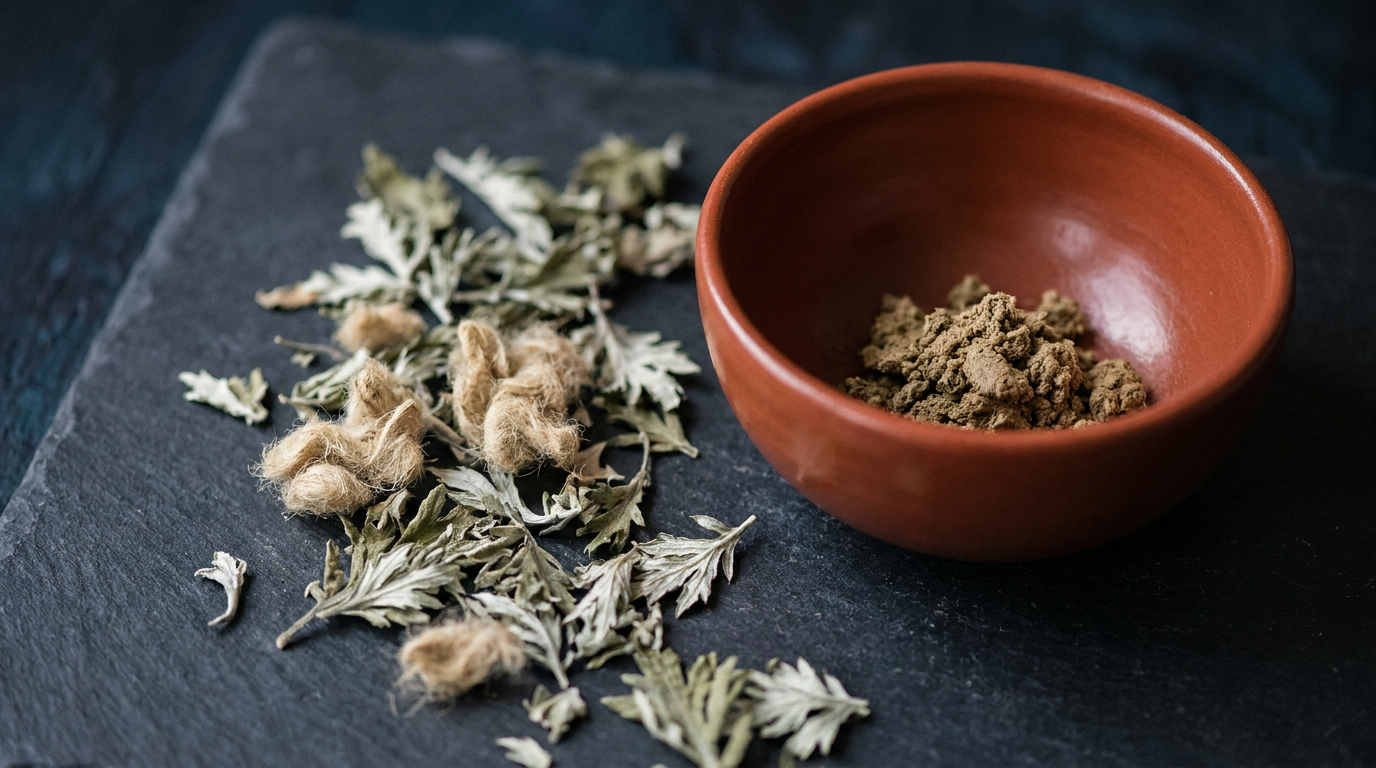 Mugwort on the Skin: Heat, Volatiles and Artemisia